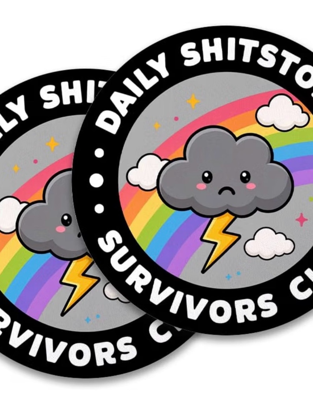 Funny Rainbow Storm Cloud Drink Coasters for Desk